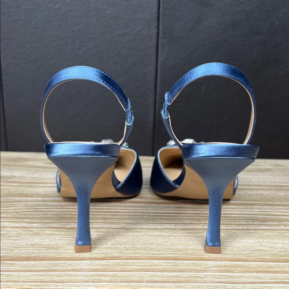 Ann Taylor Blue Satin Embellished Heels - Picture 5 of 11